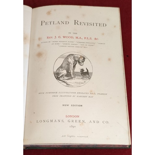 122 - VOLUME - PETLAND REVISITED, BY THE REVEREND J. G. WOOD. WITH LIVERPOOL INSTITUTE SCHOOLS MOTIF TO CO... 