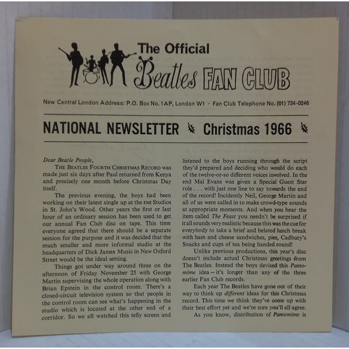 32 - The Beatles 1966 Fan Club Christmas single Flexi Disc with news letter