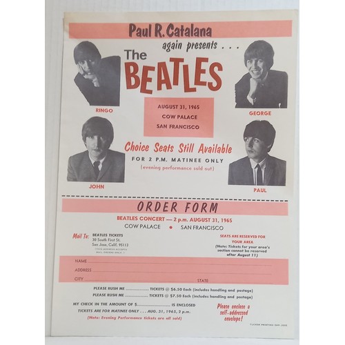 38 - The Beatles 31st August 1965 Cow Palace San Francisco concert ticket handbill order form