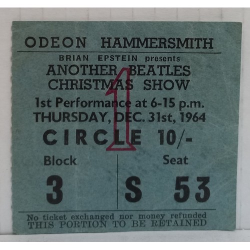 69 - The Beatles 1964/5 Hammersmith Odeon Christmas Show programme and ticket stub dated 31st Dec 1964 & ... 