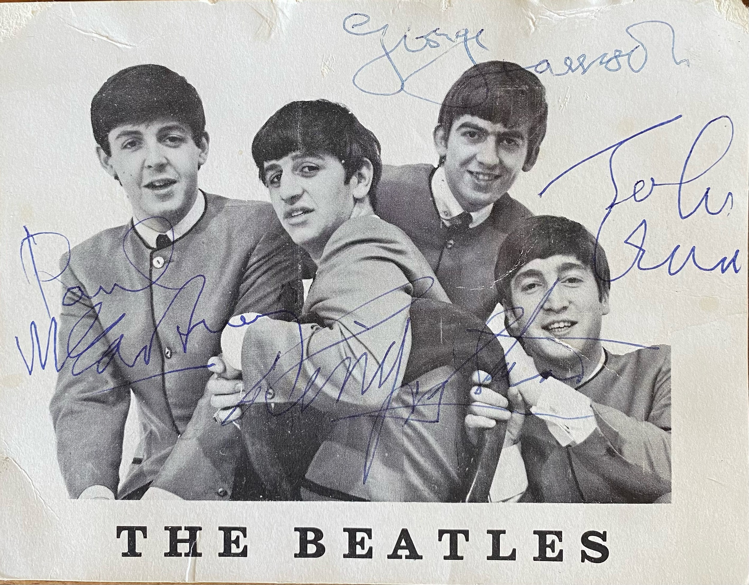 The Beatles Fan Club Card fully signed on the front by all four members ...