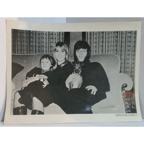 341 - Four approx A4 size photographs of The Beatles with wives, girlfriends and children from The Beatles... 