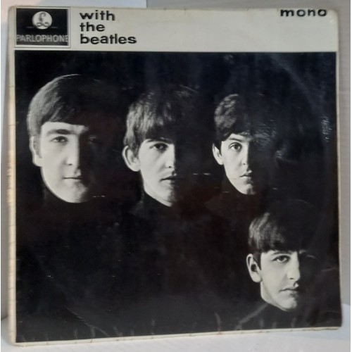 352 - Four original black and yellow Mono Parlophone Beatles albums all VG- condition. Please Please Me, W... 