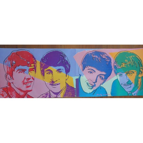 357 - The Beatles banner poster by Andy Warhol measures 31cm x 91cm