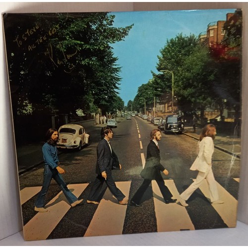 362 - The Beatles Abbey Road album with misaligned Apple sleeve signed on cover by Ken Townsend former man... 