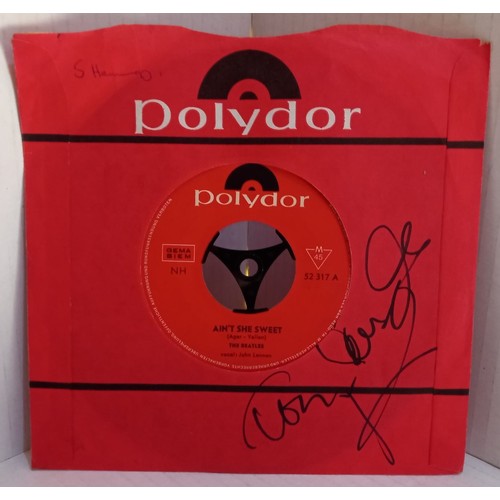 363 - The Beatles Aint She Sweer Polydor Single NH 52317 signed on cover by Tony Sheridan