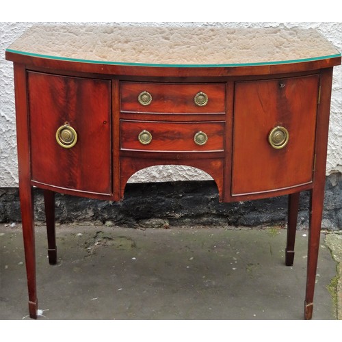 88 - 19th century mahogany bow fronted sideboard. Approx. 89cms H x 96cms W x 53cms D