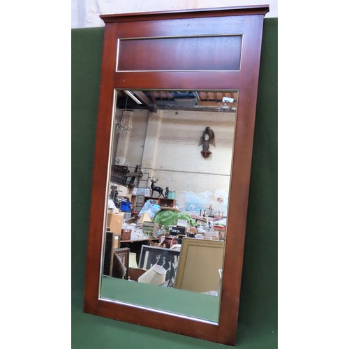 133 - 20th century Mahogany framed and panelled wall mirror. Approx. 120 x 65.5cm