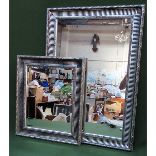 135 - 20th century decorative framed wall mirror, plus another similar smaller wall mirror