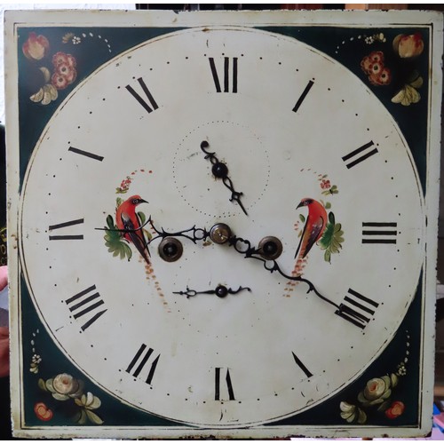 6 - 19th century mahogany cased longcase clock, with hand painted and enamelled dial.