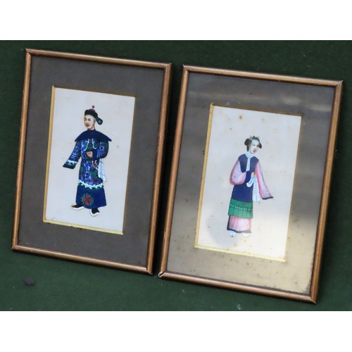 260 - Pair of small Oriental paintings on rice paper. Approx. 14 x 9cm