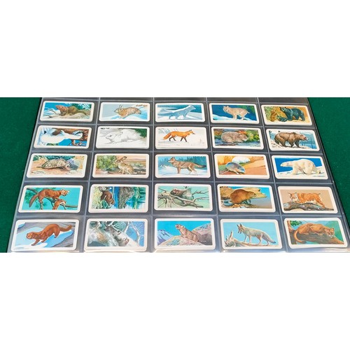 1 - Album of various brooke bond tea cards, some Canadian sets including education stamps with car + dif... 