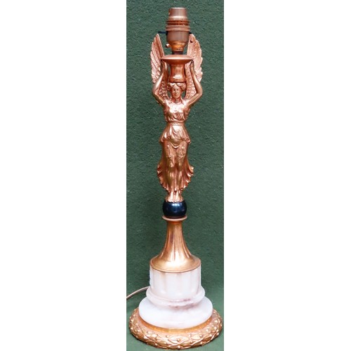 204 - 20th century gilt metal and marble effect figure form table lamp. Approx. 46cms H