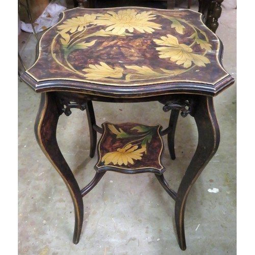 7 - Early 20th century two tier floral decorated Art Nouveau style parlour table. Approx. 70cms H x 45.5... 