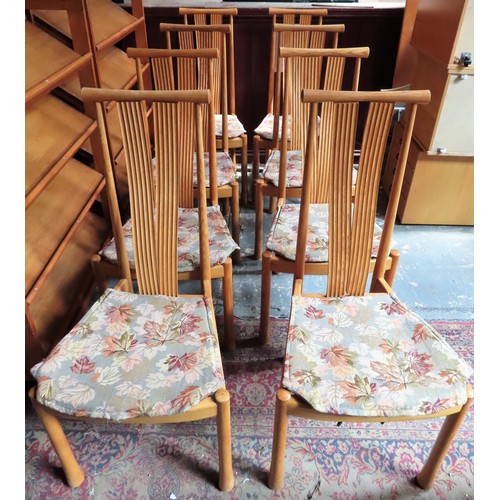 203 - Set of Eight mid 20th century light Ercol Saville reed back chairs. Approx. 106cm H x 49cm W x 50cm ... 