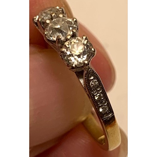 1 - 18ct GOLD RING SET WITH APPROX THREE 0.25ct DIAMONDS AND THREE VERY SMALL DIAMONDS ON EACH SIDE, SIZ... 