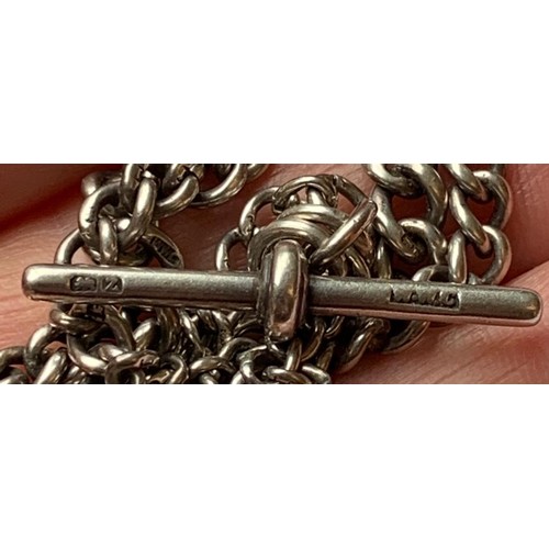 38 - SILVER MARKED WATCH CHAIN WITH PENDANT WEIGHT APPROX 16.31g, STIRLING SILVER WATCH CHAIN WEIGHT APPR... 