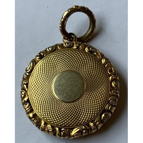 60 - GOLD COLOURED VICTORIAN MOURNING PENDANT WITH HAIR, TOTAL WEIGHT APPROX 4.16g