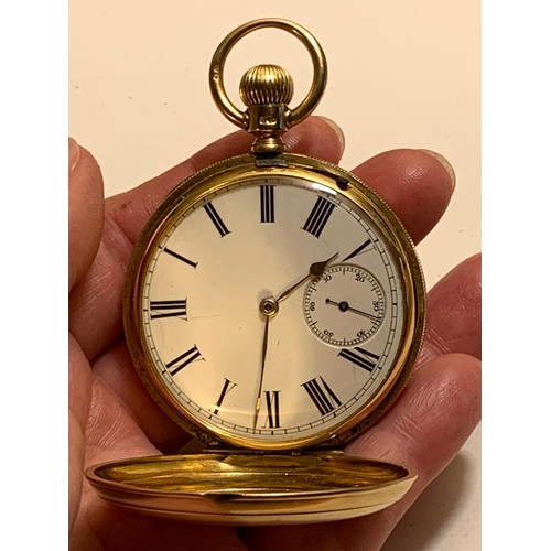 81 - 18ct GOLD ANTIQUE HILLSIDE WALTHAM MASS (BELFAST PAT PINION) POCKET WATCH AB 31 8334 1,873041, TOTAL... 