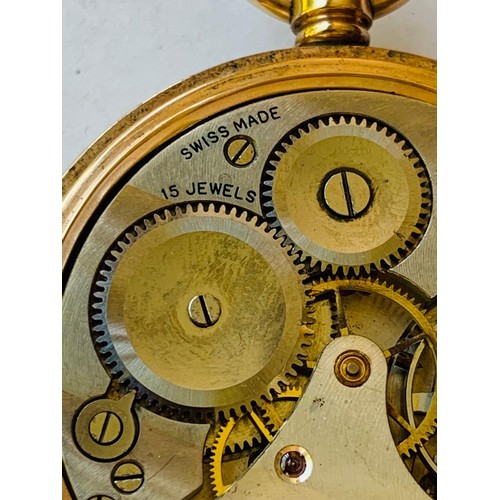 84 - 9ct GOLD ANTIQUE POCKET WATCH 15 JEWELS SWISS MADE, 337627 337.27, TOTAL WEIGHT APPROX 84.32g