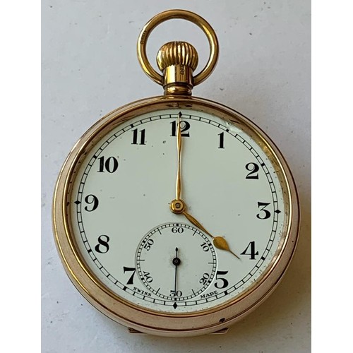 85 - 9ct GOLD ANTIQUE POCKET WATCH 15 JEWELS SWISS MADE, 13848, ENGRAVED, TOTAL WEIGHT APPROX 76.71g
