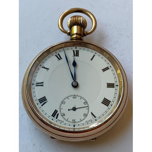 87 - GOLD COLOURED ANTIQUE POCKET WATCH 15 JEWELS, 273016 38, SWISS MADE,