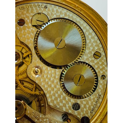 87 - GOLD COLOURED ANTIQUE POCKET WATCH 15 JEWELS, 273016 38, SWISS MADE,