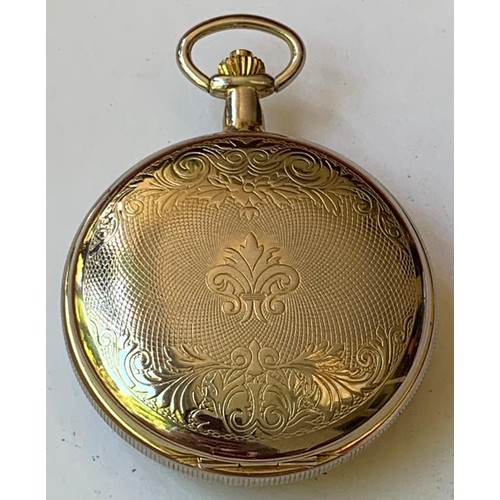 90 - GOLD COLOURED DOUBLE HUNTER POCKET WATCH MOUNT ROYAL, ENGRAVED