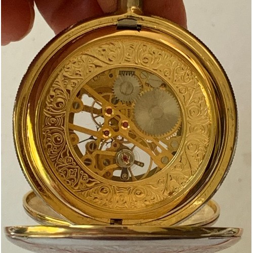 90 - GOLD COLOURED DOUBLE HUNTER POCKET WATCH MOUNT ROYAL, ENGRAVED