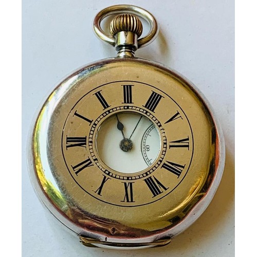 92 - SILVER SWISS ANTIQUE HUNTER POCKET WATCH, 1963 0,935, TOTAL WEIGHT APPROX 90g