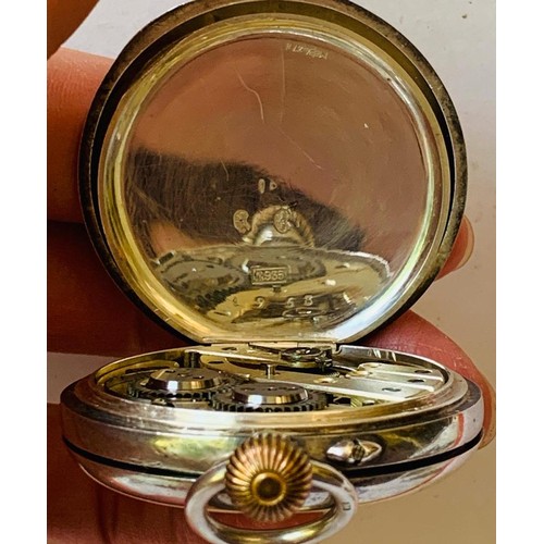 92 - SILVER SWISS ANTIQUE HUNTER POCKET WATCH, 1963 0,935, TOTAL WEIGHT APPROX 90g