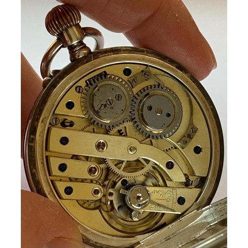 92 - SILVER SWISS ANTIQUE HUNTER POCKET WATCH, 1963 0,935, TOTAL WEIGHT APPROX 90g