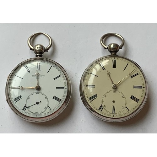 96 - TWO STERLING SILVER POCKET WATCHES, TOTAL WEIGHT APPROX 230.95g