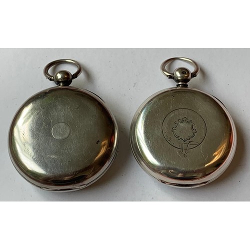 96 - TWO STERLING SILVER POCKET WATCHES, TOTAL WEIGHT APPROX 230.95g
