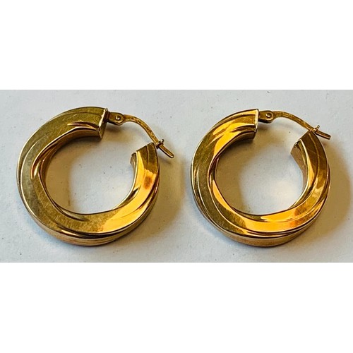 106 - 9ct GOLD PAIR OF LOOP EARRINGS, TOTAL WEIGHT APPROX 3.08g