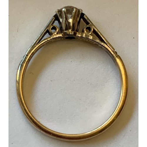 125 - PLATINUM SOLITAIRE 9ct GOLD PLATED RING SET WITH ONE DIAMOND 0.5ct APPROX, SIZE L, TOTAL WEIGHT APPR... 