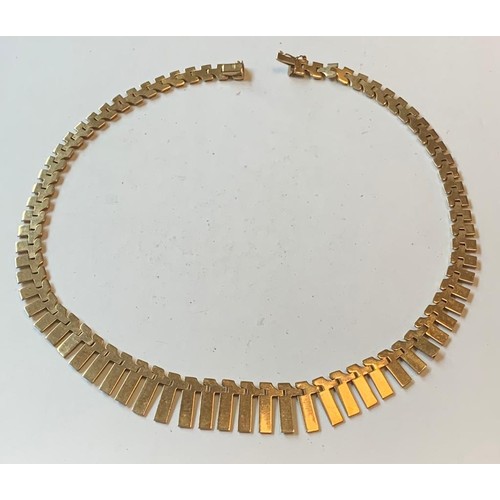 129 - 9ct GOLD NECKLACE SET WITH OBLONG PENDANTS, APPROX 41cm LONG AND TOTAL WEIGHT APPROX 17.61g