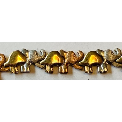 133 - 14kt TRIO GOLD BRACELET WITH ELEPHANTS, APPROX 20cm LONG AND TOTAL WEIGHT APPROX 8.04g