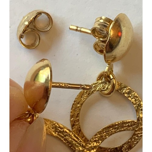 139 - GOLD COLOURED PAIR OF TRIPLE LOOP EARRINGS, TOTAL WEIGHT 2.6g