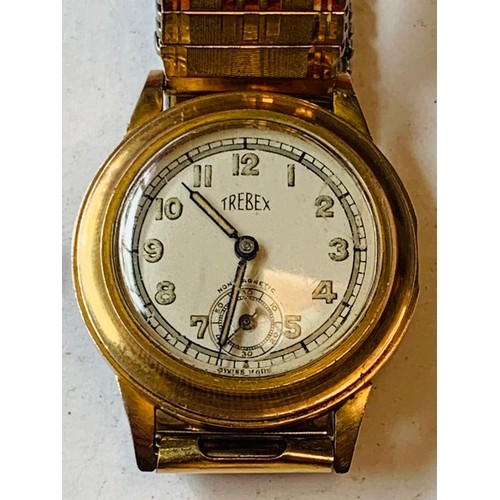 153 - 9CT GOLD TREBEX NON MAGNETIC WATCH, SWISS MADE. GROSS WEIGHT 53.64G