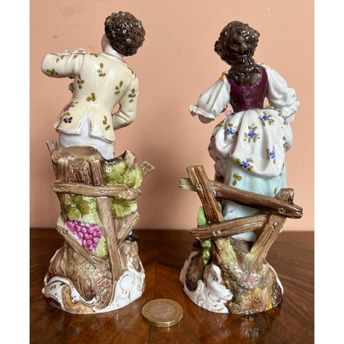 104 - PAIR OF CONTINENTAL PORCELAIN FIGURES ON ROCOCO BASES