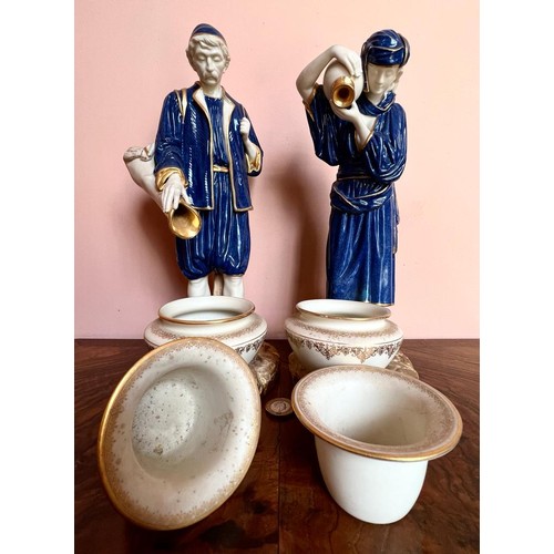 114 - PAIR OF ROYAL WORCESTER FIGURES DEPICTING WATER CARRIERS. APPROX. 33CM H