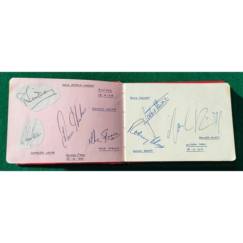 49 - AUTOGRAPH ALBUM CONTAINING VARIOUS MOTORING RELATED AUTOGRAPHS INCLUDING JACKIE STEWART, ALAIN PROST... 