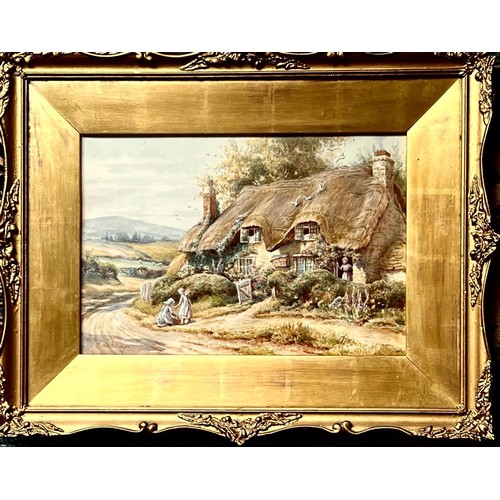 121 - MAUD HOLLYER, PAIR OF GILT FRAMED WATERCOLOURS DEPICTING FRENSHAM, BERKSHIRE. APPROX. 24 X 36CM