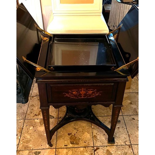 239 - 'ECLIPSE' EDWARDIAN INLAID RISING AND FALLING DRINKING GLASS CABINET, APPROX 76cm H x 58cm W x 59cm ... 