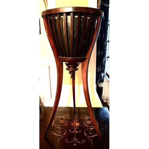 240 - EDWARDIAN JARDINIERE STAND HAVING ORIGINAL COPPER LINING, APPROX 74cm H x 35cm D