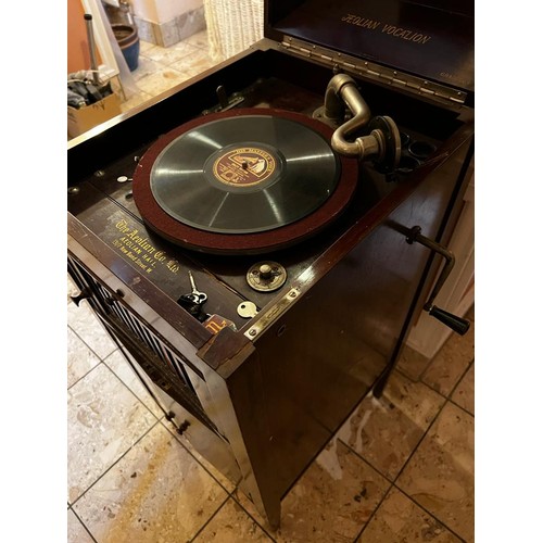 241 - AEOLIAN VOCALION GRADUOLA PARLOUR GRAMOPHONE WITH REMOTE CONTROL, APPROX 43 x 50 x 102cm HIGH