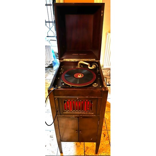 241 - AEOLIAN VOCALION GRADUOLA PARLOUR GRAMOPHONE WITH REMOTE CONTROL, APPROX 43 x 50 x 102cm HIGH