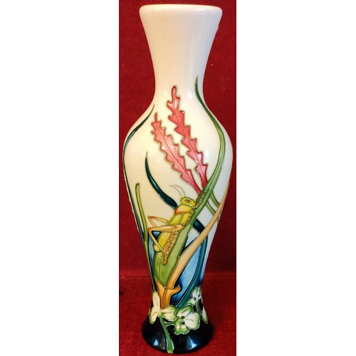 292 - MOORCROFT GLAZED CERAMIC GRASSHOPPER PATTERN VASE, DESIGNED BY PHIL RICHARDSON, NO. 127, DATED 2011.... 