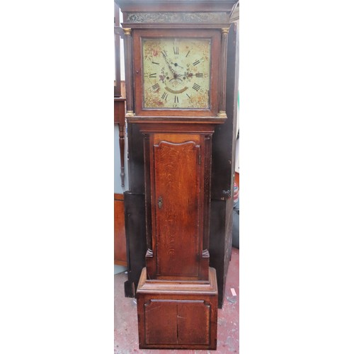 43 - 19th century Oak cased long case clock with handpainted and enamelled dial, by Rob Croft, Nantwich. ... 